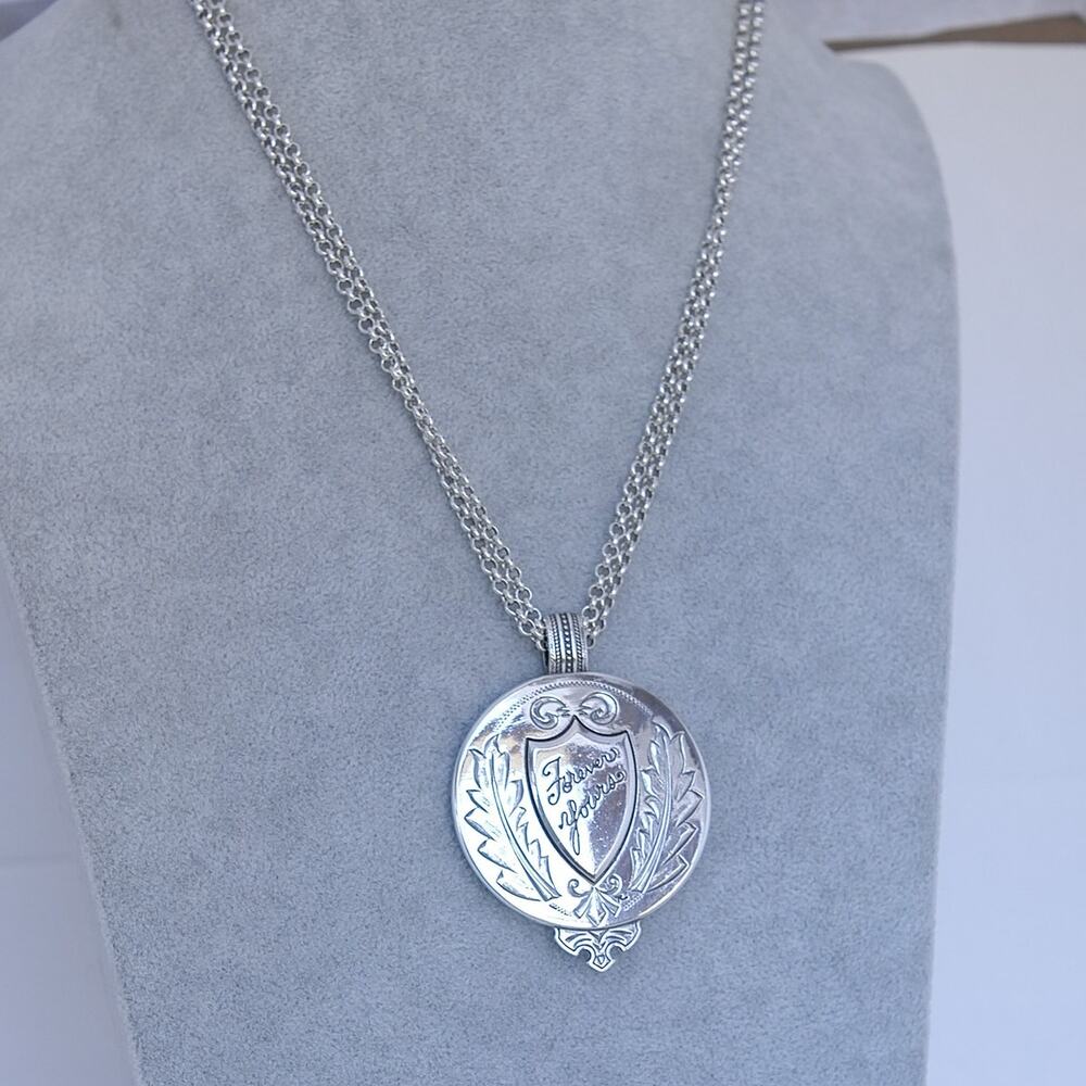 Brighton Essex JM4630 Convertible Medallion Pendant Necklace Silver Plated NWT